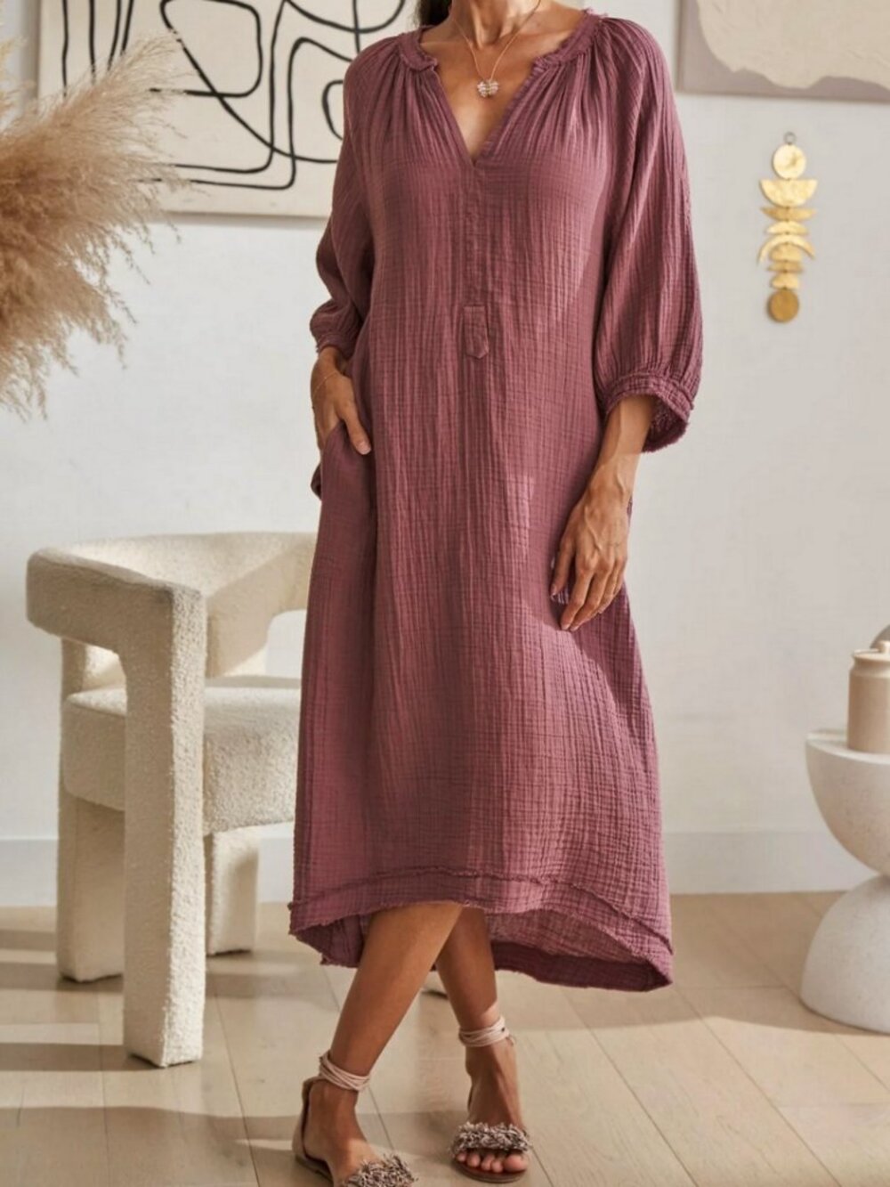 Ocean+ Main Gauze Midi Dress L/XL